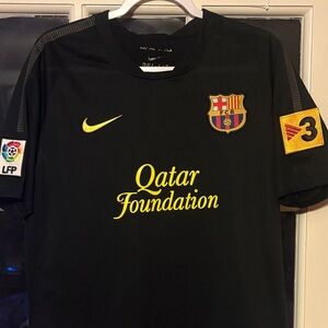 Nike Black and Yellow Barcelona Jersey